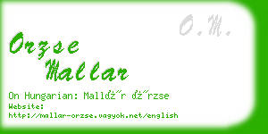 orzse mallar business card